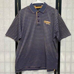 Links Windermere Valley Golf Polo Shirt Embroidered Stripe 3 Button Grey Print L